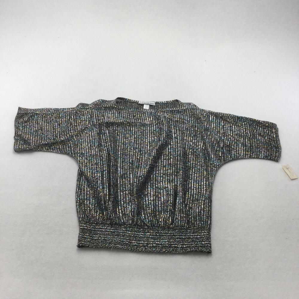 Vintage Caribou Blouse Womens 12 Multicolor Metallic Striped Dolman Party